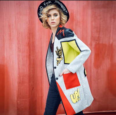 MAXMARTIN BUNNY LETTERS PATTERN AUTUMN TRENCH COAT M7857J253