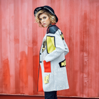 MAXMARTIN BUNNY LETTERS PATTERN AUTUMN TRENCH COAT M7857J253 - Thumbnail 4