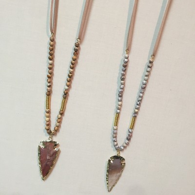 Leather Cord Arrowhead Necklace