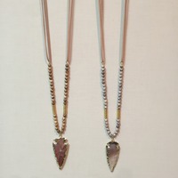Leather Cord Arrowhead Necklace - Thumbnail 1