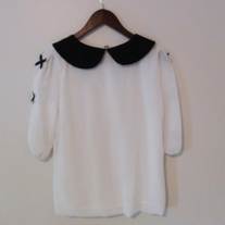 collared 3/4 sleeves blouse - Thumbnail 1