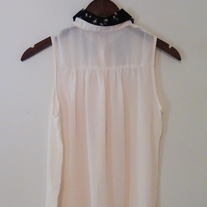 bird print collar blouse