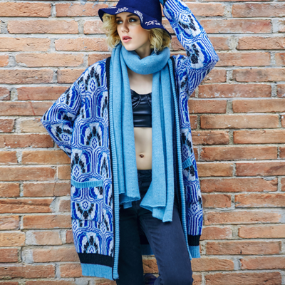 Maxmartin vintage floral printed woolen sweater coat m5205e254 - Thumbnail 5