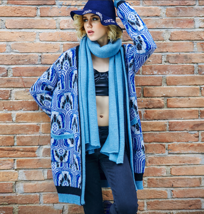 MAXMARTIN VINTAGE FLORAL PRINTED WOOLEN SWEATER COAT M5205E254