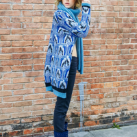 MAXMARTIN VINTAGE FLORAL PRINTED WOOLEN SWEATER COAT M5205E254 - Thumbnail 3