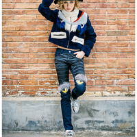 MAXMARTIN NAVY BLUE STYLISH FAUX FUR JACKET M3626J654 - Thumbnail 2