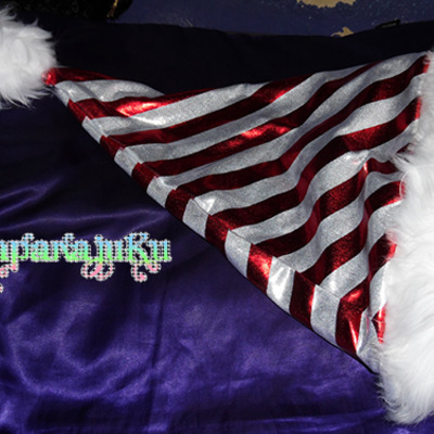 Metallic red & white striped santa hat - Thumbnail 5