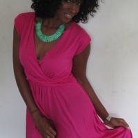 Eco-Chic Mock Wrap Dress in Spicy Pink by Ann Taylor Loft - Thumbnail 1