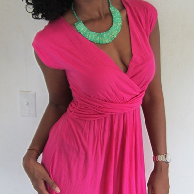 Eco-chic mock wrap dress in spicy pink by ann taylor loft