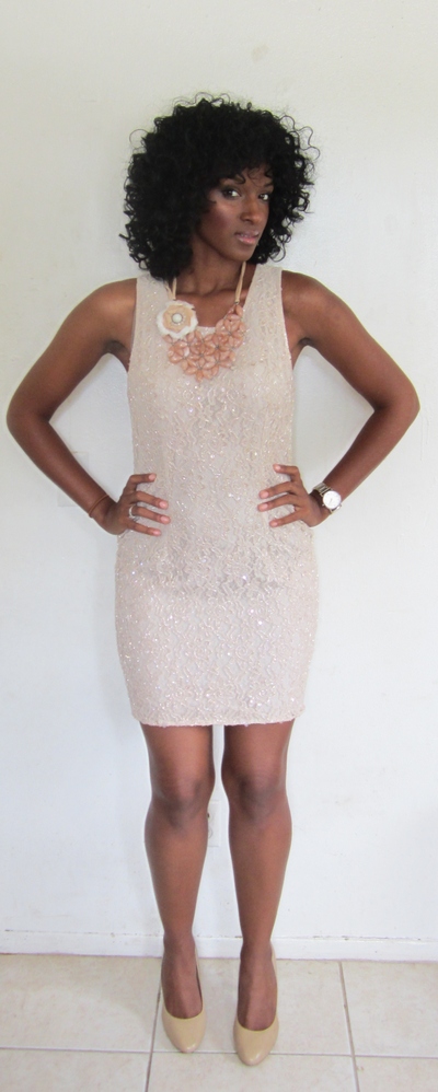 Delicate nude/pale pink lace dress