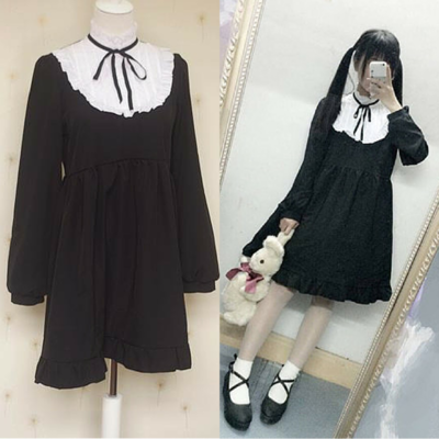 Black cutie lolita falbala dress sp154238