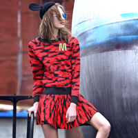 MAXMARTIN RED CAMOUFLAGE FIGURED TWO PIECES MINI DRESS M5053L053 - Thumbnail 2