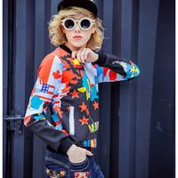 MAXMARTIN ABSTRACT FLAG PRINTED COTTON BASEBALL JACKET M7906J153 - Thumbnail 1