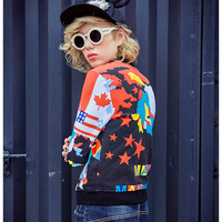 MAXMARTIN ABSTRACT FLAG PRINTED COTTON BASEBALL JACKET M7906J153 - Thumbnail 2