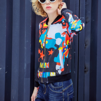 MAXMARTIN ABSTRACT FLAG PRINTED COTTON BASEBALL JACKET M7906J153 - Thumbnail 4
