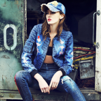 MAXMARTIN LETTERS ART DESIGN BASEBALL JACKET M2536J153 - Thumbnail 1