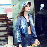 MAXMARTIN LETTERS ART DESIGN BASEBALL JACKET M2536J153 - Thumbnail 2