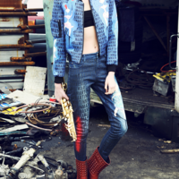 MAXMARTIN LETTERS ART DESIGN BASEBALL JACKET M2536J153 - Thumbnail 4