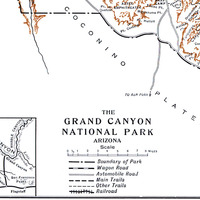 Grand Canyon National Park in 1919 - Vintage Map, Antique Map, Reproduction, Giclée, Fine Art, Wall Art, History - Thumbnail 1