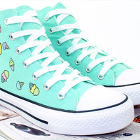 Harajuku ice cream hand-painted canvas shoes - Thumbnail 2