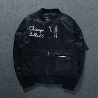 NBA 1946 CHICAGO BULLS CENTRAL DIV THICK PADDED BASEBALL BLACK JACKET - Thumbnail 2