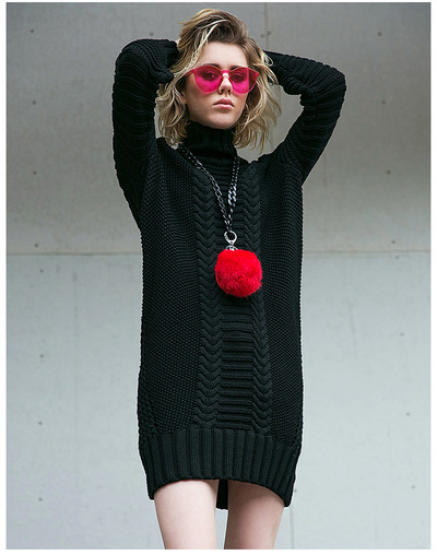 MAXMARTIN CUT OUT SHOULDER KNITTED SWEATER DRESS M5202E254