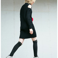 MAXMARTIN CUT OUT SHOULDER KNITTED SWEATER DRESS M5202E254 - Thumbnail 3