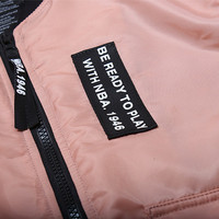 NBA 1946 CHICAGO BULLS CENTRAL THICK BASEBALL CASUAL POWDER PINK COAT - Thumbnail 3