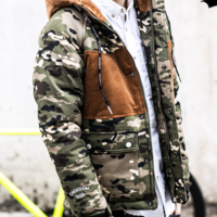 CINSEDOM 1STH DESERT CAMO GREEN CORDUROY EMBROIDERED HOODIE JACKET - Thumbnail 1