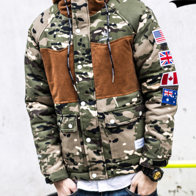 Cinsedom 1sth desert camo green corduroy embroidered hoodie jacket - Thumbnail 5