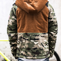 CINSEDOM 1STH DESERT CAMO GREEN CORDUROY EMBROIDERED HOODIE JACKET - Thumbnail 3