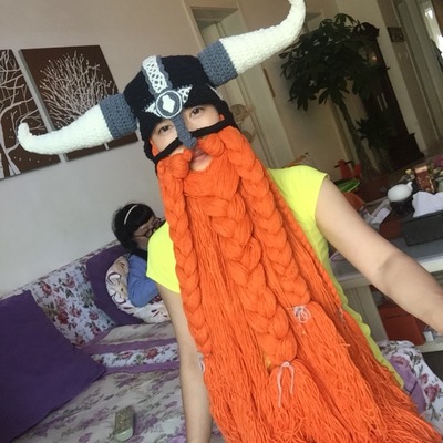 Hat6 knit beard hat viking vagabond barbarian beanie beard winter hat halloween