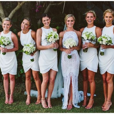 Short bridesmaid dress, white bridesmaid dress, chiffon bridesmaid dress, cheap bridesmaid dress, o-neck bridesmaid dress,bds1933