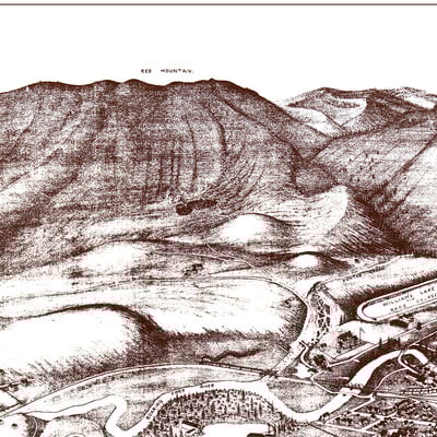 Aspen colorado in 1893 - bird's eye view map, aerial, panorama, vintage, antique, reproduction, giclée, fine art, wall map, history