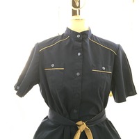 80's does 50's Navy Dress - Thumbnail 2