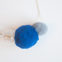 Glass Wool Felt Ball Necklace NL1041 - Thumbnail 3