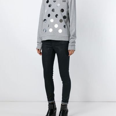 Diesel black gold grey polka dot sweatshirt