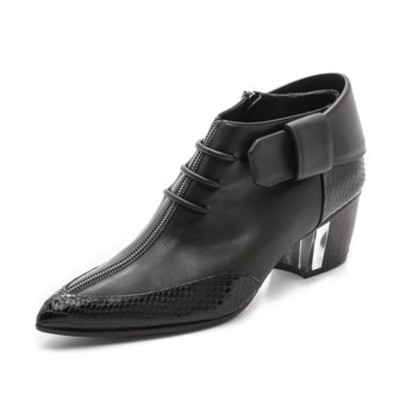 Rodarte pointed toe snake embossed booties