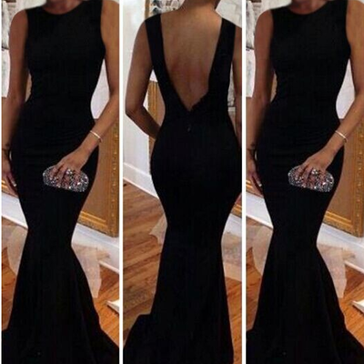 Long prom dress, black prom dress, backless evening dress, mermaid pom dress, prom dress, formal prom dress,15040706