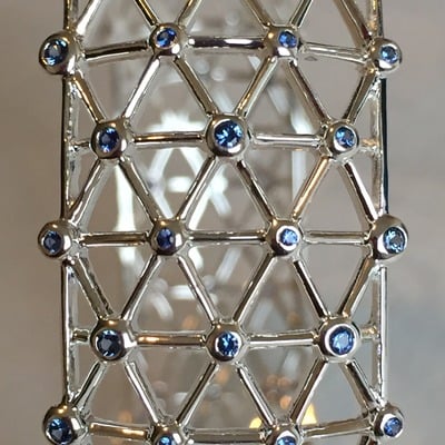 Swarovski sterling silver blue sapphire gossamer bangle bracelet