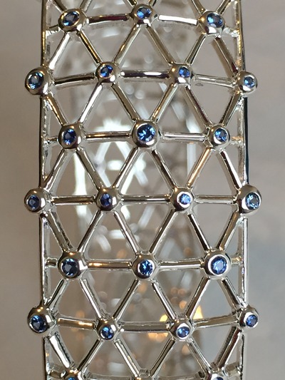 SWAROVSKI Sterling Silver Blue Sapphire Gossamer Bangle Bracelet