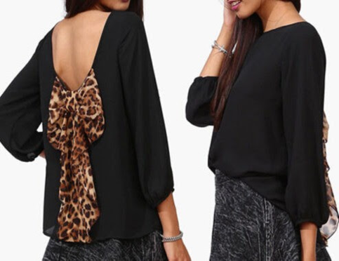 Leopard Bow Back Top
