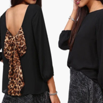Leopard Bow Back Top