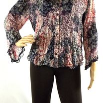 Coldwater Creek Long Sleeve Abstract, Career Polyester Career Blouse Sz PS