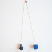 Wood Glass Metal Bead Necklace NL1042 - Thumbnail 1