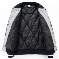 JOKESTER MAD VIII CITY 5 STARS NAVY SYNTHETIC LEATHER SLEEVE BASEBALL GREY JACKET - Thumbnail 4