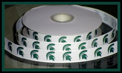 7/8" Michigan State University Inspired Custom Printed Grosgrain Ribbon