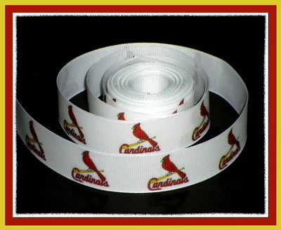 7/8" Saint L Cardinals Inspired Custom Printed Grosgrain Ribbon