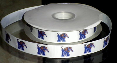 7/8" Memphis University Inspired Custom Printed Grosgrain Ribbon