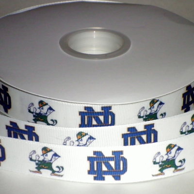 7/8" notre dame university inspired custom printed grosgrain ribbon - Thumbnail 3